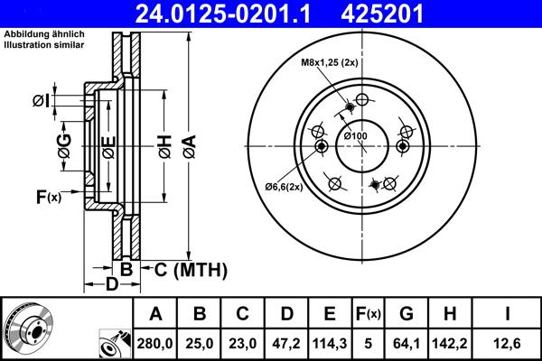 ATE 24.0125-0201.1 - Спирачен диск vvparts.bg
