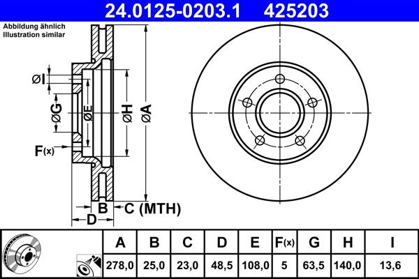ATE 24.0125-0203.1 - Спирачен диск vvparts.bg