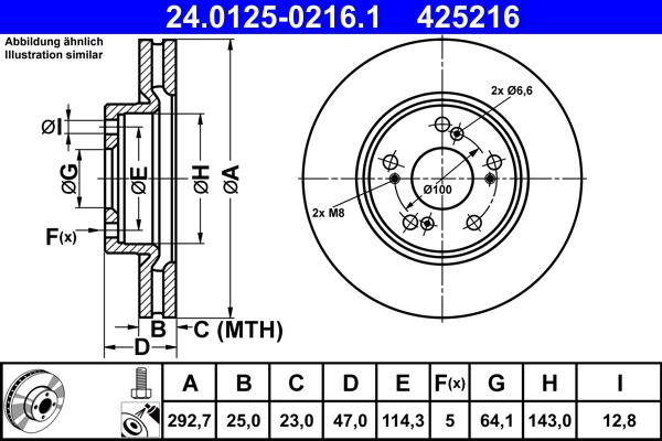 ATE 24.0125-0216.1 - Спирачен диск vvparts.bg