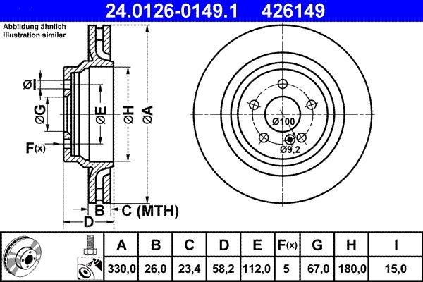 ATE 24.0126-0149.1 - Спирачен диск vvparts.bg