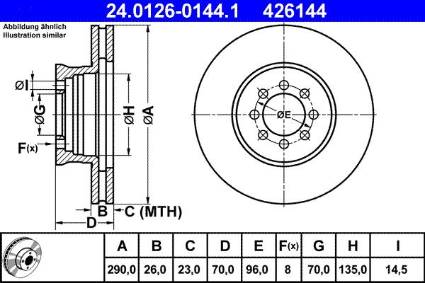 ATE 24.0126-0144.1 - Спирачен диск vvparts.bg