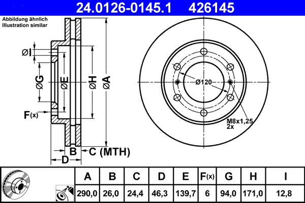 ATE 24.0126-0145.1 - Спирачен диск vvparts.bg