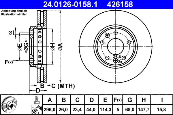 ATE 24.0126-0158.1 - Спирачен диск vvparts.bg