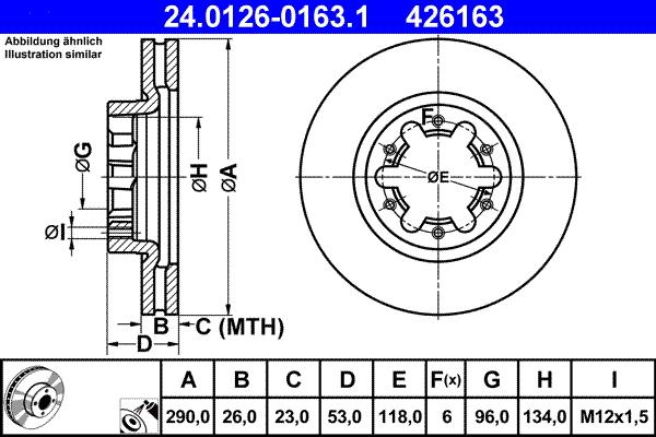 ATE 24.0126-0163.1 - Спирачен диск vvparts.bg