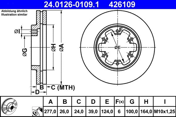 ATE 24.0126-0109.1 - Спирачен диск vvparts.bg