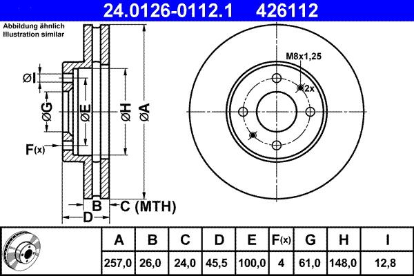 ATE 24.0126-0112.1 - Спирачен диск vvparts.bg