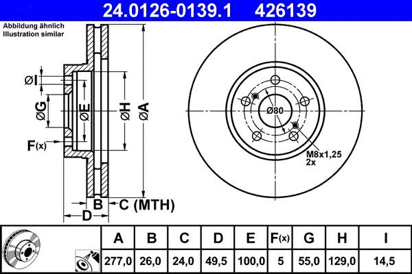ATE 24.0126-0139.1 - Спирачен диск vvparts.bg