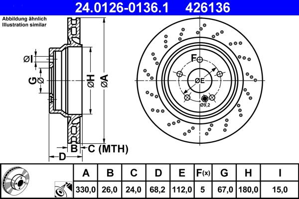 ATE 24.0126-0136.1 - Спирачен диск vvparts.bg