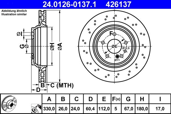 ATE 24.0126-0137.1 - Спирачен диск vvparts.bg