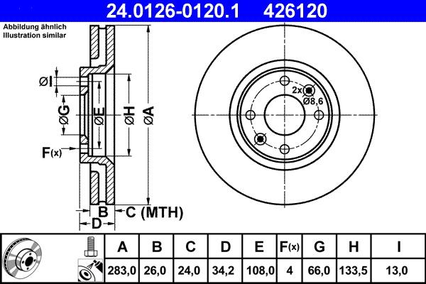 ATE 24.0126-0120.1 - Спирачен диск vvparts.bg