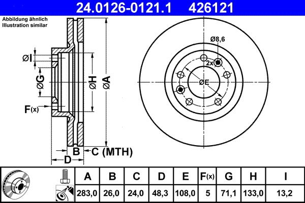 ATE 24.0126-0121.1 - Спирачен диск vvparts.bg