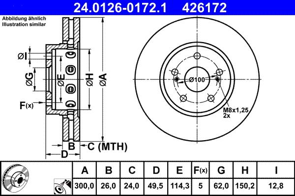 ATE 24.0126-0172.1 - Спирачен диск vvparts.bg