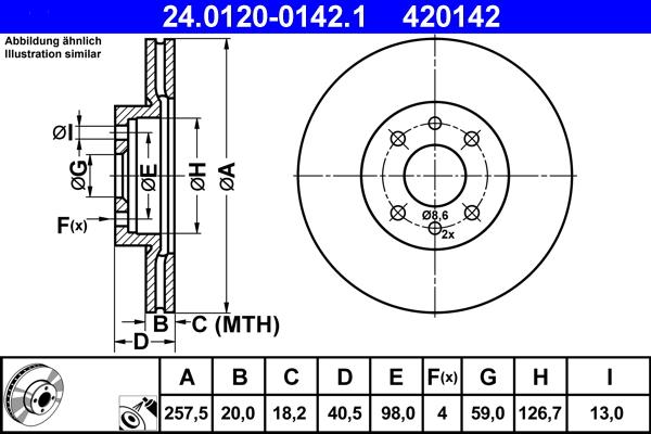 ATE 24.0120-0142.1 - Спирачен диск vvparts.bg