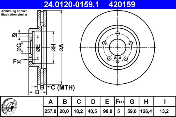 ATE 24.0120-0159.1 - Спирачен диск vvparts.bg