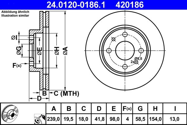 ATE 24.0120-0186.1 - Спирачен диск vvparts.bg