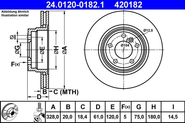 ATE 24.0120-0182.1 - Спирачен диск vvparts.bg
