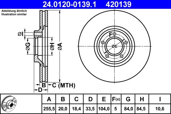 ATE 24.0120-0139.1 - Спирачен диск vvparts.bg