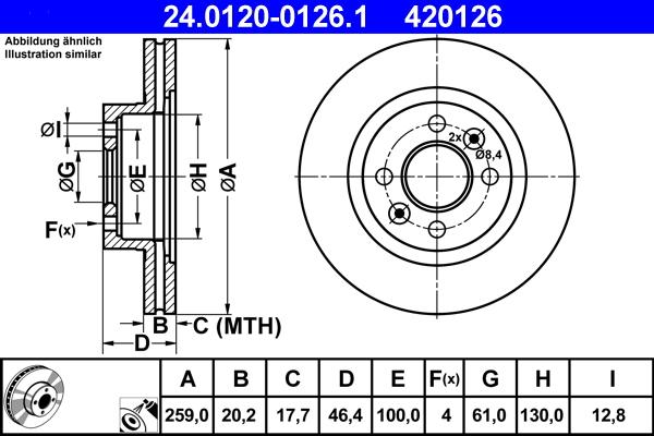 ATE 24.0120-0126.1 - Спирачен диск vvparts.bg