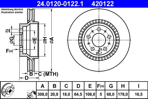 ATE 24.0120-0122.1 - Спирачен диск vvparts.bg