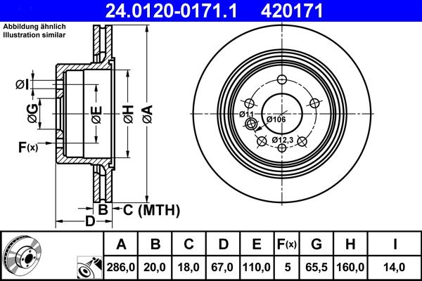 ATE 24.0120-0171.1 - Спирачен диск vvparts.bg