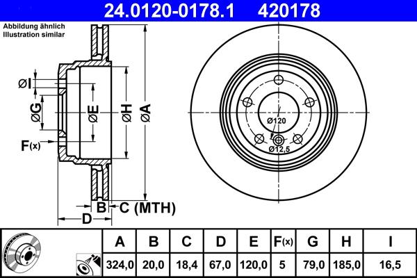 ATE 24.0120-0178.1 - Спирачен диск vvparts.bg