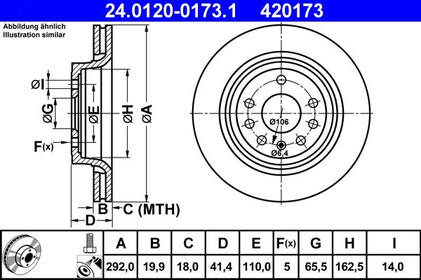 ATE 24.0120-0173.1 - Спирачен диск vvparts.bg