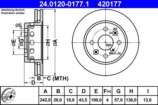 ATE 24.0120-0177.1 - Спирачен диск vvparts.bg