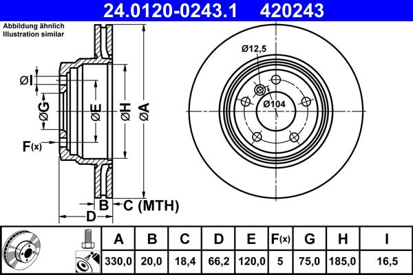 ATE 24.0120-0243.1 - Спирачен диск vvparts.bg