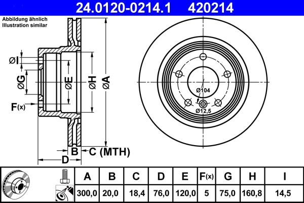 ATE 24.0120-0214.1 - Спирачен диск vvparts.bg