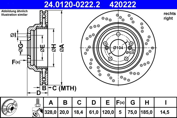 ATE 24.0120-0222.2 - Спирачен диск vvparts.bg