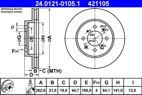 ATE 24.0121-0105.1 - Спирачен диск vvparts.bg