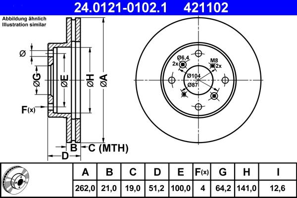 ATE 24.0121-0102.1 - Спирачен диск vvparts.bg