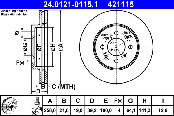 ATE 24.0121-0115.1 - Спирачен диск vvparts.bg