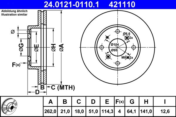 ATE 24.0121-0110.1 - Спирачен диск vvparts.bg