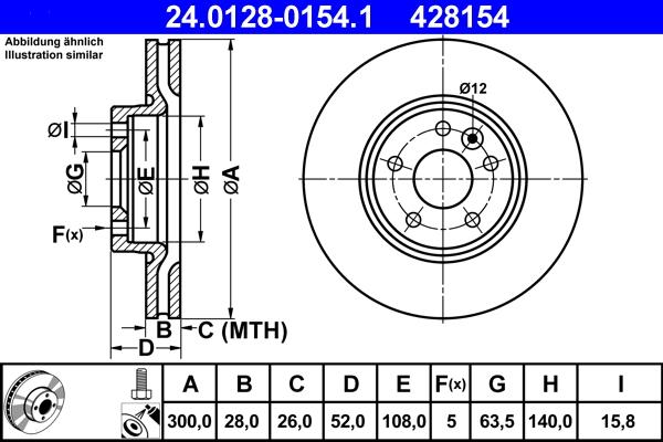 ATE 24.0128-0154.1 - Спирачен диск vvparts.bg