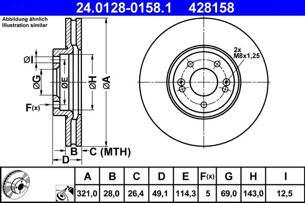 ATE 24.0128-0158.1 - Спирачен диск vvparts.bg