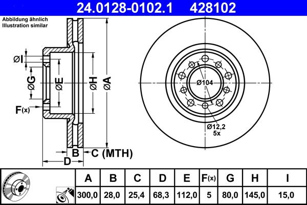 ATE 24.0128-0102.1 - Спирачен диск vvparts.bg