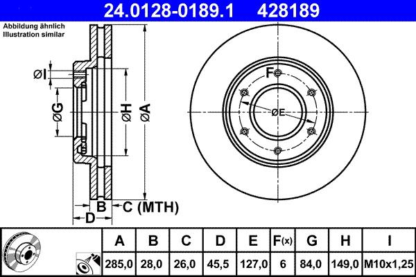 ATE 24.0128-0189.1 - Спирачен диск vvparts.bg