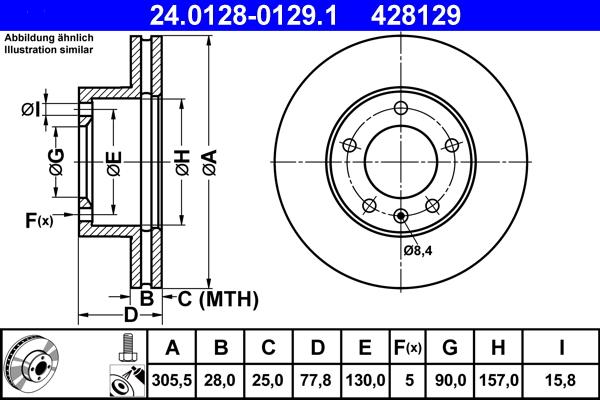 ATE 24.0128-0129.1 - Спирачен диск vvparts.bg