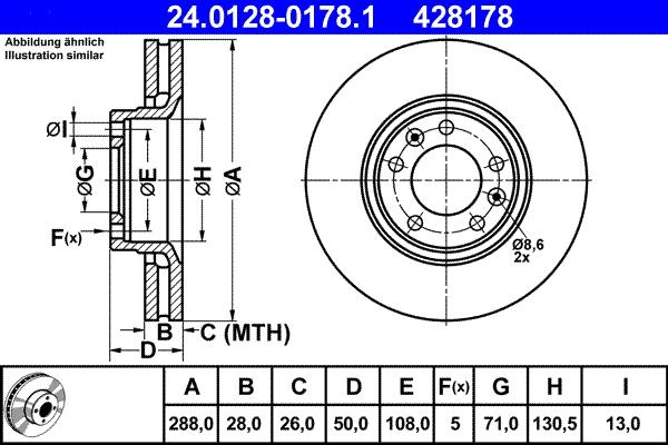 ATE 24.0128-0178.1 - Спирачен диск vvparts.bg