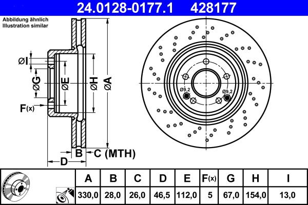 ATE 24.0128-0177.1 - Спирачен диск vvparts.bg