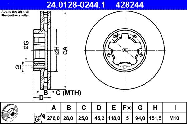 ATE 24.0128-0244.1 - Спирачен диск vvparts.bg