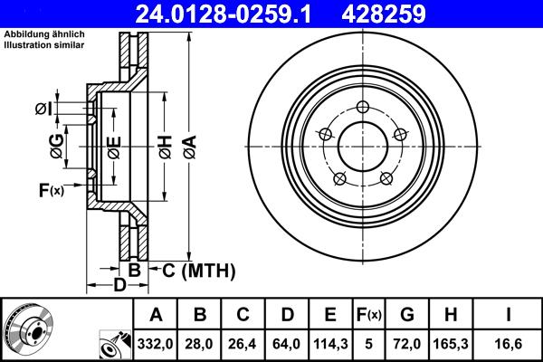 ATE 24.0128-0259.1 - Спирачен диск vvparts.bg