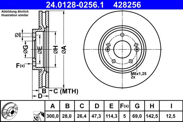 ATE 24.0128-0256.1 - Спирачен диск vvparts.bg