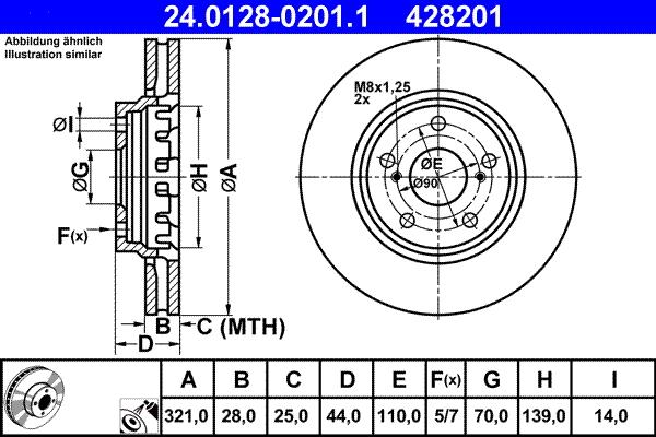 ATE 24.0128-0201.1 - Спирачен диск vvparts.bg