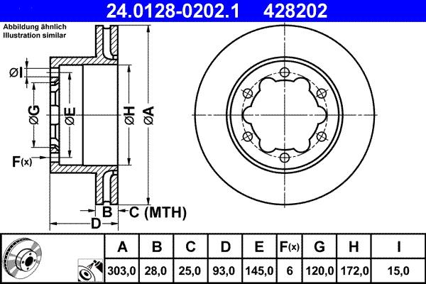 ATE 24.0128-0202.1 - Спирачен диск vvparts.bg