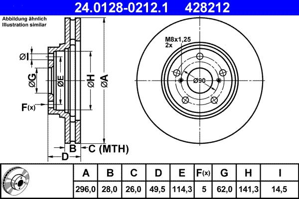 ATE 24.0128-0212.1 - Спирачен диск vvparts.bg