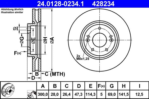 ATE 24.0128-0234.1 - Спирачен диск vvparts.bg