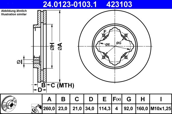 ATE 24.0123-0103.1 - Спирачен диск vvparts.bg