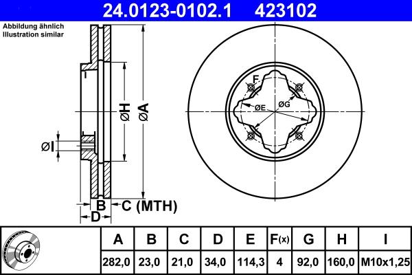 ATE 24.0123-0102.1 - Спирачен диск vvparts.bg